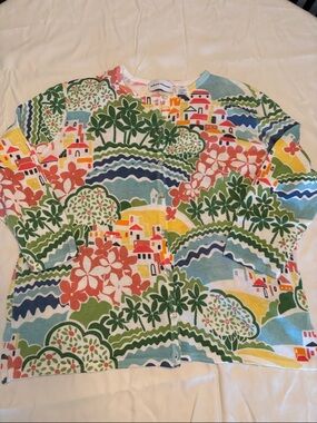 Alfred dunner Vibrant Floral & Village Print Cardigan - Multicolor